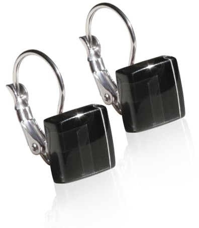 Edelstahl Ohrringe, Ohrhänger Silber, Hängeohrringe mit quadratischen Glassteinen, Nachhaltiger Ohrschmuck, Nickelfrei, hochwertiger Ohrringverschluss, Klappverschluss, Schmucksteine: 10mm