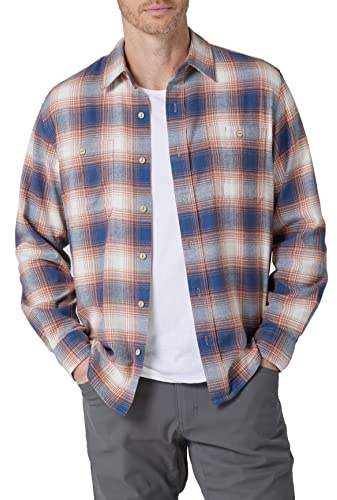 Wrangler Authentics Cloud Flannel Woven Shirt Camisa Abotonada, Copper Brown, L Hombres