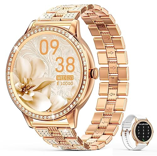 Montre Connectée Femme avec Appel,Montre élégante en Maçonnerie avec Moniteur de Fréquence Cardiaque SpO2 Sommeil,Smartwatch Sport IP68 Lecteur de Musique Fonction Montre Connectée pour Android iOS