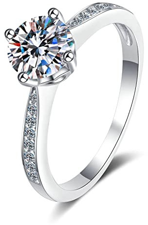 KnBoB Verlobungsring Damen 925 Silber Ring 3ct Moissanit Elegant Trauringe Hochzeit Schmuck Größe 49 (15.6)