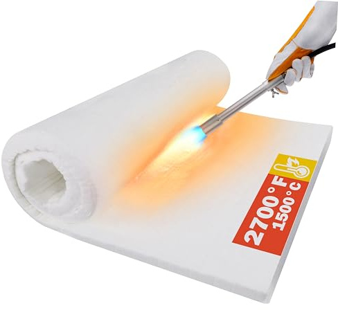 Lyrufexon Ceramic Fiber Insulation Blanket, 60x24x1 Thick | Fireproof Insulation Rated to 2600F, for Wood Stove Baffle, Fireplace, Pellet Stove, Chimney, Furnace, Boiler and Pizza Ovens