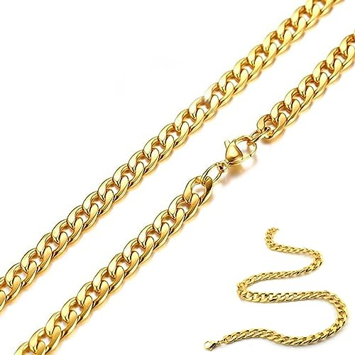 Oneroomone Chaîne Or - Collier Homme - Chaîne Acier Inoxydable - Collier Hip Hop - Cadeaux pour Homme