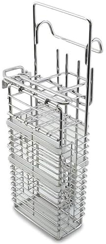 Cestello in Acciaio Inox Porta 4 Coltelli 2 Acciarini Portacoltelli Box