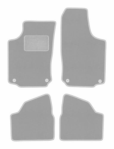 Velours-Fußmatten passend für Opel Corsa C 2000-2006, Grau, OSLO, passgenau | passend für Schrägheck; Velours-Teppich (Polypropylen), ca. 6,5 mm; rutschfest, vormontierte Befestigungen (Typ OP)