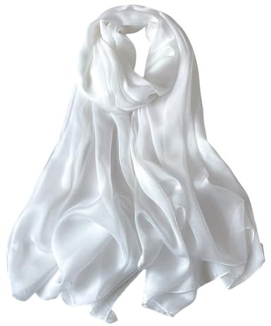 Lina & Lily Damen-Schal aus geknittertem Chiffon, für Frühling und Sommer, durchscheinend, federleicht, weiß, Einheitsgröße