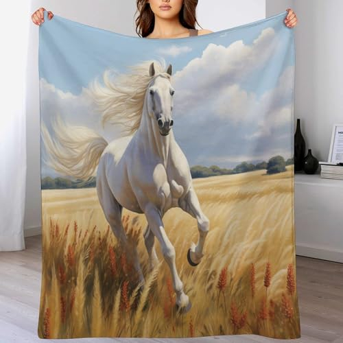 Fleecedecke Animal Pferd, Kuschelweiche Flauschige Fleece Decke Für Couch, Sofa, Bett, Verdickte Warme Decke, Plüsch-Mikrofaserschläfchendecke,（140×180cm）