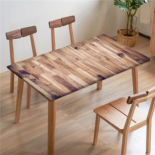 Morbuy Rechteckige Elastische Tischdecke, Holzbrett Drucken wasserdichte Gartentischdecken Quadratisch Angepasste Tischdecke Abwischbar Tischdecken Tischtuch Tischschutz (110x110cm,Vintage-Stil)