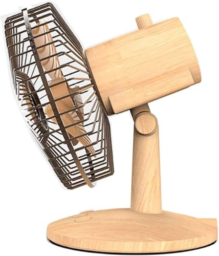 Ventilador de mesa, Ventilador de mesa portátil de 6 pulgadas, ventiladores a batería con veta de madera retro, 2 configuraciones de velocidad, mini ventilador personal giratorio for mesa y escritorio