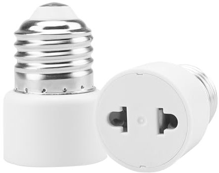 Powice 2 Stücke Lampenfassung E27, Glühbirnen-Steckdosen-Adapter, Fassung zum Anschrauben für Veranda Garage Kamera Terrasse, 2-Polig, Weiß