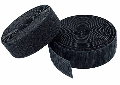 KLEBASTO Klettband zum nähen | SET Hakenband und Flauschband | Klettverschluss zum nähen | Hohe Verschlusskraft (Schwarz, 50mm x 3 m)
