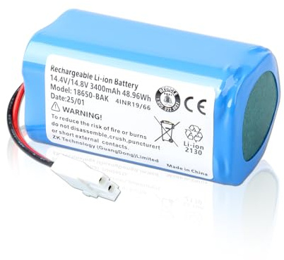 Batería de Repuesto de Iones de Litio de 14,8 V y 3400 mAh para Aspiradoras Robot ILIFE A4, A4s, A4s Pro, A6, A7, A9, A10, V7, V7s, V7s Plus, W400, W400s, W450, X620, Y8H4