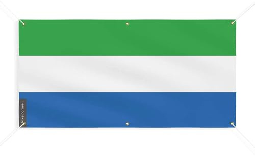 Pixelforma - Bandera de Sierra Leona con 6 ojales en varios tamaños, 40 x 80 cm