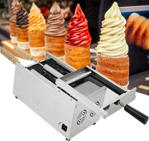 JMOZHCD Electric Ice Cream Cone Chimney Cake Roll Maker,Cake Pop Roller Machine,Chimney Cake Oven With 2 Baking Rollers