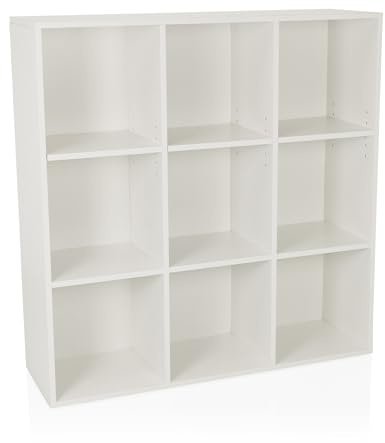 hjh LIVING Regal mit 9 Fächern, offen BJORKE 97,5x30x100 cm, Bücherregal mit Rückwand, Würfelregal Raumteiler, Weiß