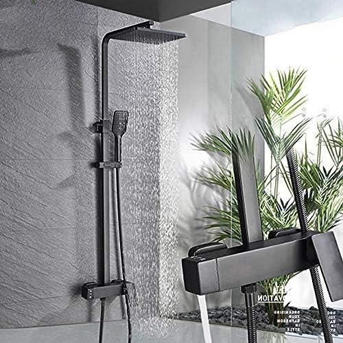 Grifo de Ducha de Lluvia montado en la Pared, regadera giratoria, Juego de Ducha de baño, Cabezal de Ducha de Mano, Grifo de Mezclador de baño de Lluvia, Color Negro Mate