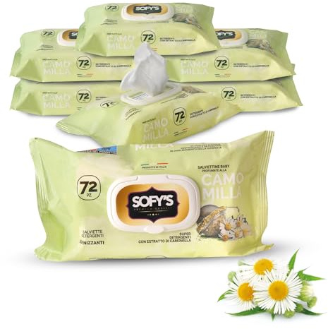 DETERMONDO 1728 Salviette Neonato, Formula Naturale Alla Camomilla, Salviette Umidificate per Bebè, Ipoallergeniche, 0% Alcool, Morbide a Nido D’ape, Chiusura Salvafreschezza