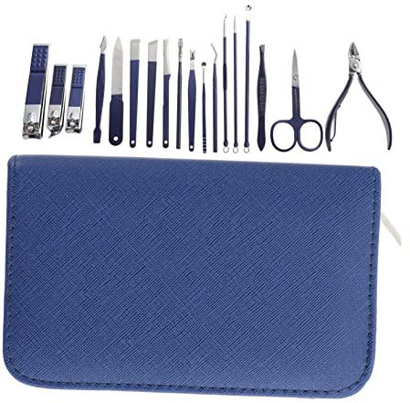 PACKOVE Set De Manicura y Pedicura Multifunción De Acero Inoxidable, 18 Piezas, Portátil, Para Cuidado De Uñas y Eliminación De Cutículas, Adecuado Para Uso Diario y Viaje