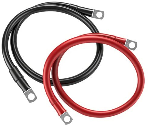 2 cavi per batteria, 16 mm², cavo per batteria in rame da 12 V, con morsetti ad anello M8, rosso e nero, per auto, camion, moto, camper, marine, solari (M8 16 MM² x 50 cm)