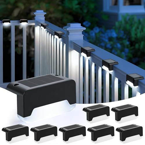 Solpex Solarlampen für Außen, 8 Stück Solar Decklichter für den Außenbereich, IP65 Wasserdicht für Außentreppen, Treppen, Zaun, Hof, Garten, Terrasse, Weg (Schwarz, Weiß)