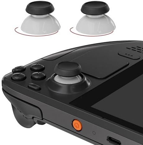 eXtremeRate Replacement Thumbsticks for Steam Deck LCD, Custom Analog Stick Joysticks Repair Kit for Steam Deck OLED Handheld Console with Original Touch Sensing, Anti-Slip Texture Grip - Black Gray