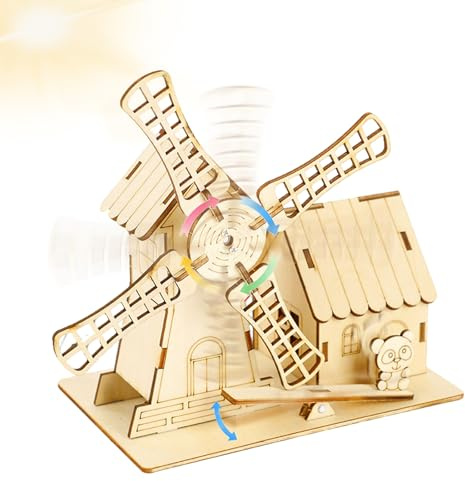 Solar Haus Bausatz 3D Holzpuzzle DIY Windmühlenhaus Bausatz Holz Experimente Wissenschaft für Kinder Spielzeug ab 8-12 Jahre Jungen Teenager Jungen Geschenk