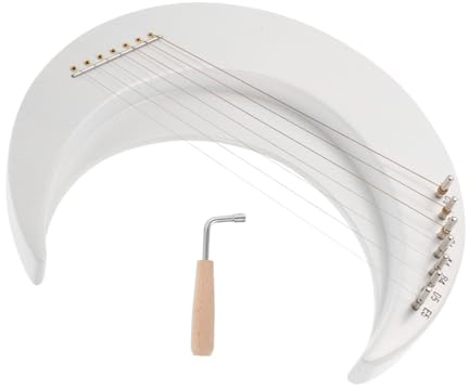 CONGARTENO 7 Saiter Moon Lyre Harfe Saiten Holz Lyra Harfeninstrument mit Stimmschlüssel Leichtes Tragbares Mond lyra musikinstrument für Anfänger und Musikliebhaber für Zuhause und Reise