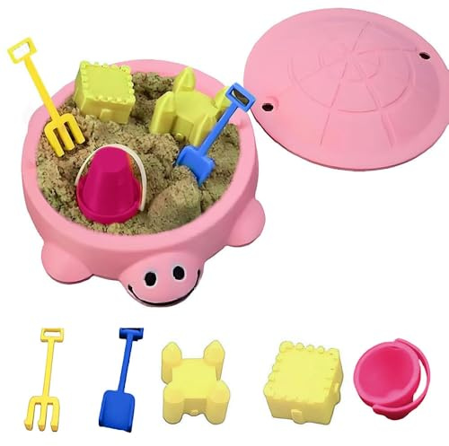 Mini Turtle Sandbox Desk Toy, Portable Sand Toy with Lid, Stress Relief Novelty Gift for Adults and Kids at Home and Office (Pink)