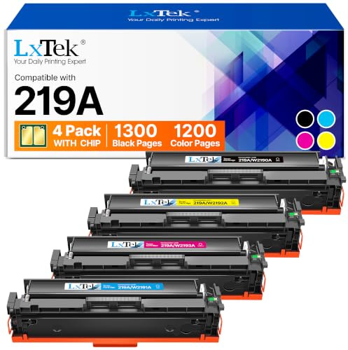 LxTek 219A Toner mit Chip 219X Kompatibel Schwarz für HP 219A Toner Set Original für HP Color LaserJet Pro MFP 3302FDWG Toner MFP 3302SDWG 3302FDW 3302SDW 3302FDN 3302FDNG Drucker WLAN A4 (4er-Pack)