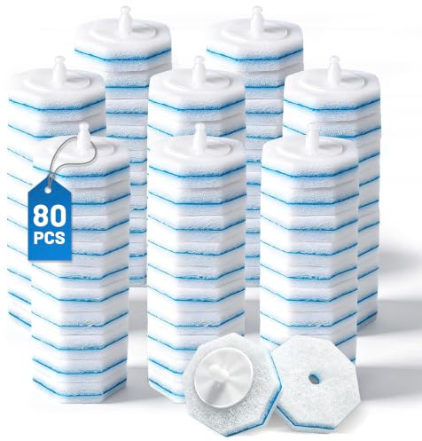 Disposable Toilet Bowl Wand Refills, 80pcs Toilet Cleaning Refills | Disinfecting Scrubbing Pads, Toilet Cleaning Sponges Heads for Bathtub, Floor, Drain
