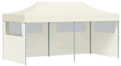 Nqyjm Tenda a padiglione tenda pop-up pieghevole crema 3 x 6 m, padiglione da giardino, stabile, tenda da giardino, per spiaggia, matrimoni, campeggio