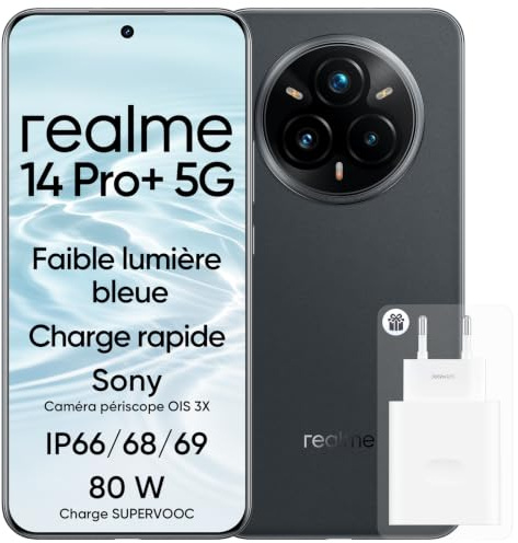 realme 14 Pro+ Android Smartphone, 8+256 GB, Sony IMX896 Kamera mit OIS, Qualcomm Snapdragon 7s Gen 3 5G, IP69, 6,83 Zoll 120 Hz, 5260 mAh Akku, Grau (mit Adapter)