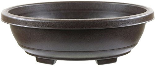 Bonsai pot 36.6x29.2x11.8cm dark brown oval plastic