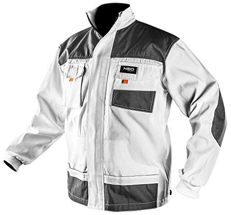 NEO TOOLS Veste de travail Blanc, travail Vestes, peintre Veste de travail veste veste de protection - Pour homme - Veste de travail multifonction Poches multiples - Multi poches - S-XXL