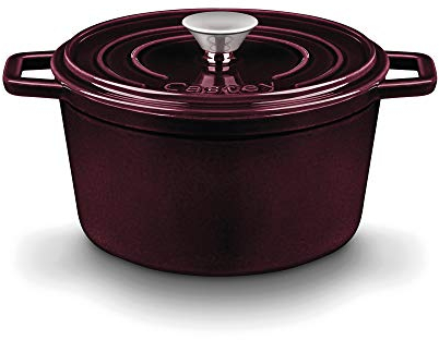 CASTEY - Cacerola Alta de Hierro, 18 cm, Cazo Indeformable, Resistente a las Altas Temperaturas, Tapadera con Sistema de Humidificación, Pomo de Acero Inoxidable