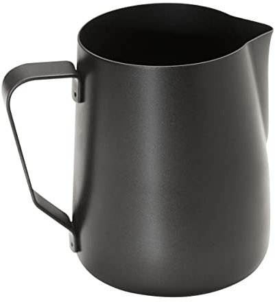 APS 10334 Milchkännchen – Hochwertige, antihaftbeschichtete Milchkanne aus rostfreiem Edelstahl – Perfekt für die Herstellung von Milchschaum Universalkanne schwarz 350 ml