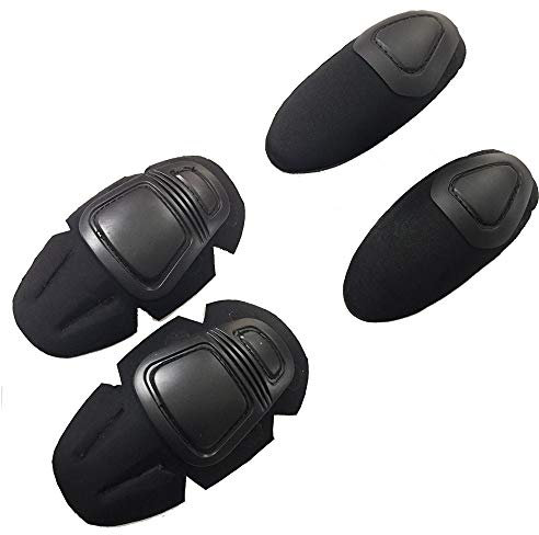 ATAIRSOFT Taktische Militär Paintball Ellbogenschützer Knieschützer Knieschoner Set Airsoft Kampfschutz Sicherheits-Gang Schwarz