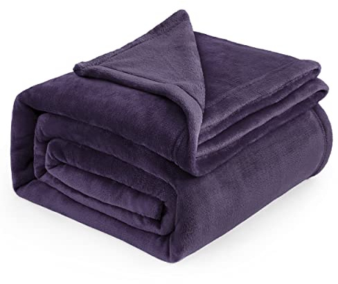 Bedsure, Coperta in pile per letto matrimoniale, versatile coperta per letto soffice e morbido, colore viola, 220 x 240 cm