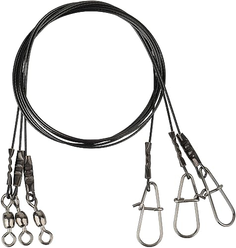 Savage Gear Black7 Stahlvorfach 40cm 0,60mm 25kg 3 Hechtvorfächer, Stahlvorfächer, Vorfach zum Spinnfischen, Raubfischvorfach