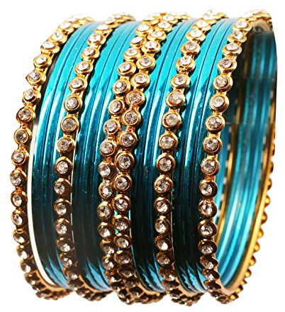 Touchstone Färgglad armbandskollektion indisk Bollywood-legering metall och texturerad silkstråd handled förskönare designer smycken armband för kvinnor., M - Circ 7.8 in-Indn Size 2.8-Dia 2.5 in