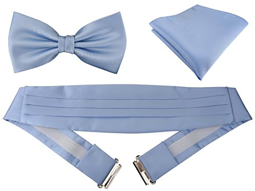 TigerTie Kummerbund Einstecktuch Satin Fliege in hellblau - Schärpe Leibbinde