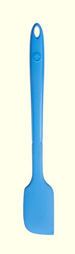 Kochblume Design Teigschaber M | Premium-Silikon | Hitzbeständig | Spülmaschinenfest | 28cm | Farbe: blau