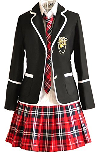 BeFur Uniforme Scolaire Japonais Fille Cosplay Anime Anglais Manches Longues Jupe Plissée Cheerleading Carnaval 10,XXL