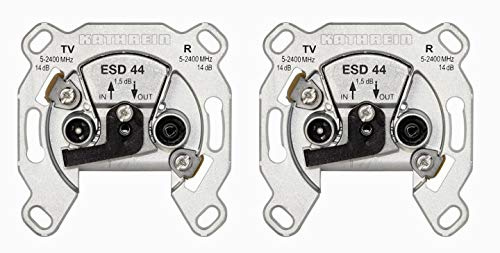 Kathrein ESD 44 Antennen-Steckdose, Durchgangstyp für BK und SAT (2 Stück)