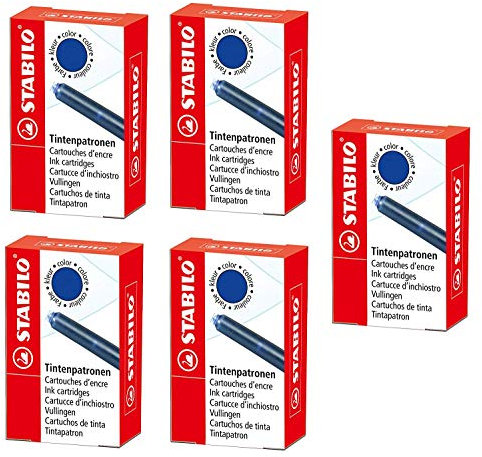 STABILO Tintenpatrone zum Nachfüllen Refill - 6er Pack - blau (Patronen, 5 Packungen)