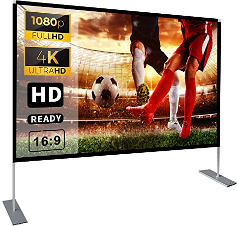 Projector Screen with Stand 100 inch 16:9 HD 4K Outdoor Indoor Projection Screen for Home Theater 3D Fast-Folding Projector Screen with Stand Legs and Carry Bag Projection Movie Wrinkle-Free