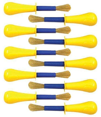 Lexicon Select Set of 10 Jumbo Non Roll Toddler/Children's Paint Brushes with Colour Mixing Chart