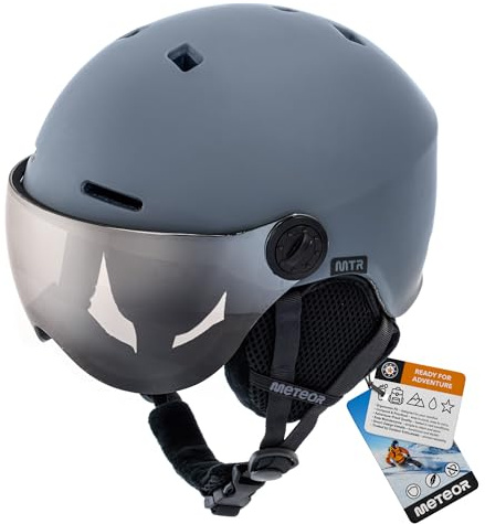 Skidhjälm Skihelm med Visir Skidhjälm Barn Herr Dam Snowboardhjälm Ski Helmet Skid Hjälm Vit Svart Skidhjälm Utomhus Snösport Snowboard Skidåkning METEOR