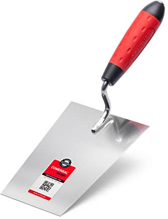 COMENSAL Truelle de Maçon 180 mm - Truelle à Bout Carré - Truelle Carrée avec Poignée Souple - Truelle avec Lame en Acier - Made in EU