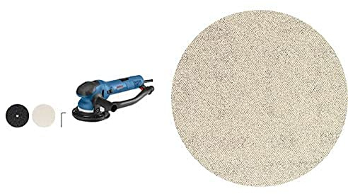 Bosch Professional Exzenterschleifer GET 75-150 (Schleifteller-Ø: 150 mm, im Karton) + 5x Expert M480 Schleifnetz (für Hartholz, Farbe auf Holz, Ø 150 mm, Körnung 80)