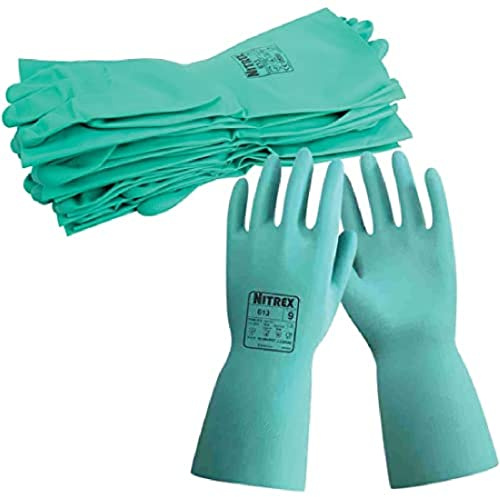 NITREX Unigloves 613 - Guantes reutilizables de nitrilo resistentes a los químicos, color verde